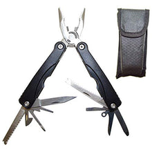 Load image into Gallery viewer, Fitted with spring-loaded pliers, wire cutter/stripper, 2.3&quot; knife, saw, 3 Screwdrivers (Phillips head and 2 sizes of flathead), can opener, awl, nail file / ruler / serrated knife, lanyard ring, and letter opener | Includes a nylon holster with belt buckle loop | Weighs 10.5 ounces (with holster) and measures approximately 4.5 inches long when closed | You&#39;ll never know when this convenient this multi-tool will come in handy! | Perfect for camping or everyday carry - great gift for Dad&#39;s birthd
