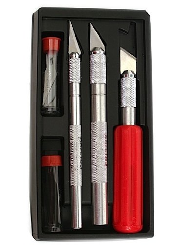 ProEdge Precision Hobby Knife Set with Three Handles and 10 Blades for Cutting, Carving, and Scraping