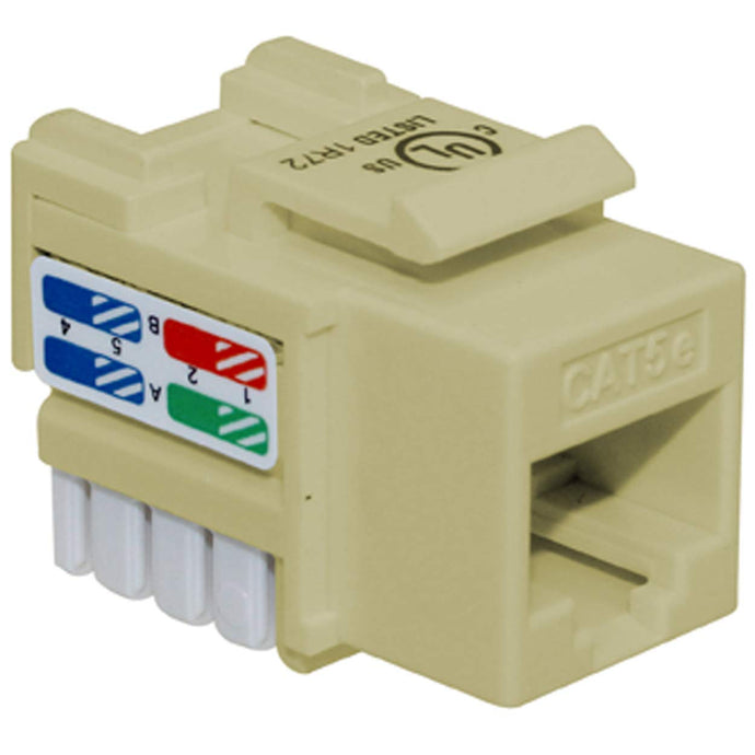 Used with patch panels, surface mount boxes, and wall plates | Color coded 110 type T568A / T568B wiring standards | Conforms to EIA/TIA Cat5e standards | UL listed | 