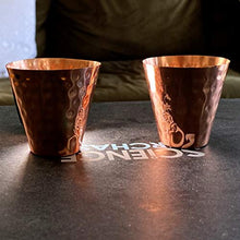 Load image into Gallery viewer, Set of 4 Pure Copper Kyiv Mule Mugs Gift Set with 4 Copper Cocktail Straws and 2 Shot Glasses, Each Hammered Mug Holds 18 Ounces
