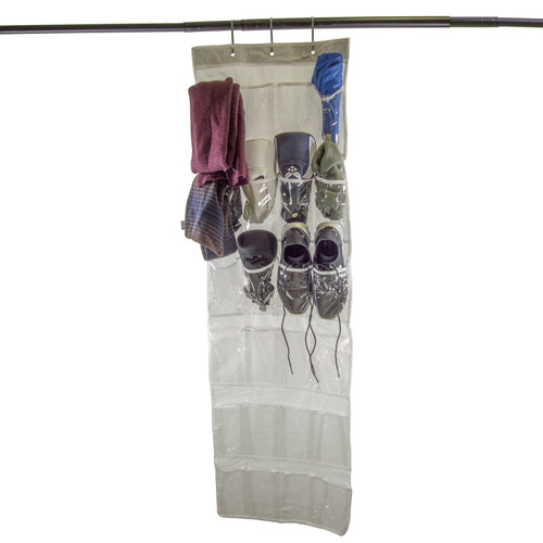 Over the door 24 pocket shoe organizer | Hangs easily over any standard door or in closet - No hardware needed | In addition to shoes, it can also store craft supplies, jewelry, accessories, and much more | Measures: 17